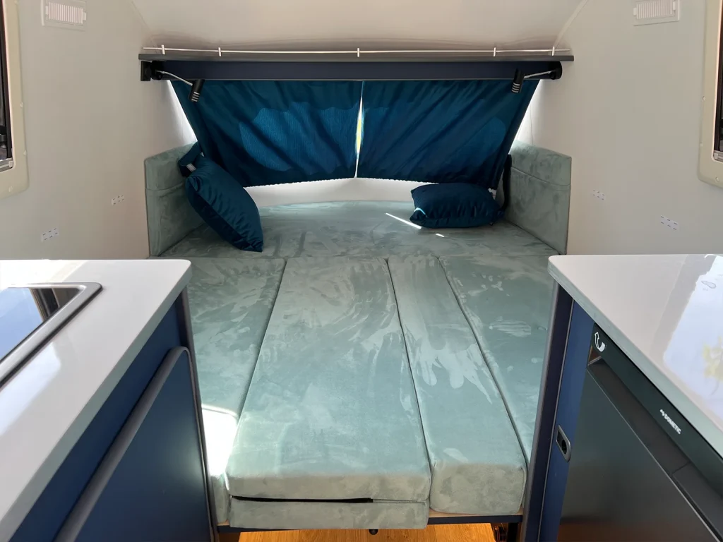 Go-Pod 2 berth micro caravan bed layout